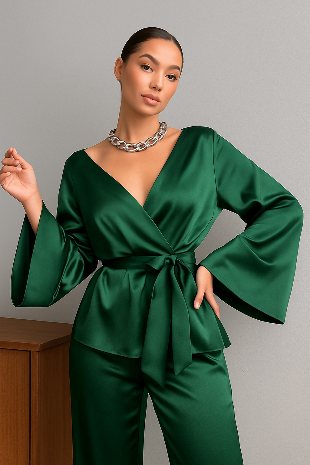 Ensemble cardigan en satin DECOACT