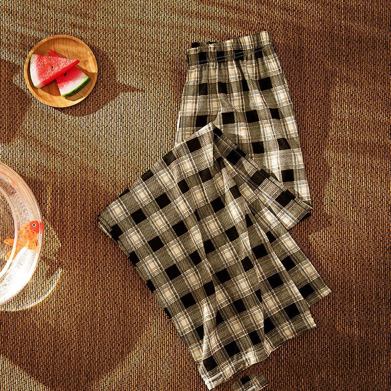 Pantalon taille haute slim droit à jambes larges sakizal