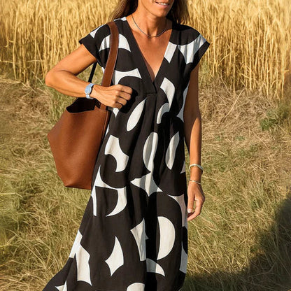 Robe imprimée à col en V DECO ACT