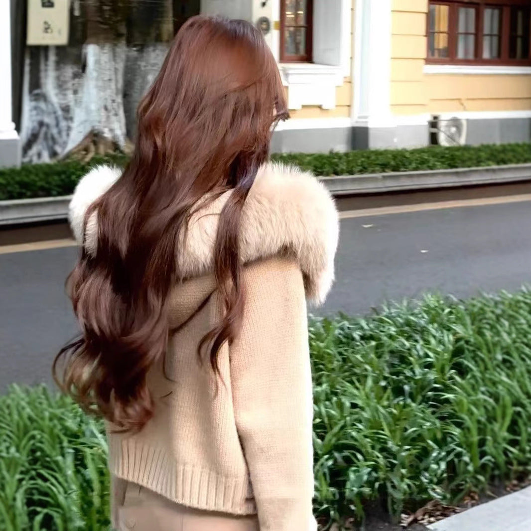 Cardigan à col en fourrure sakizal