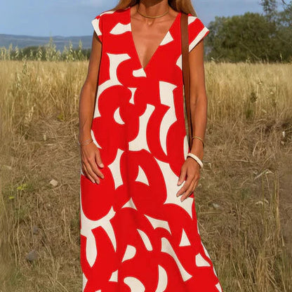 Robe imprimée à col en V DECO ACT