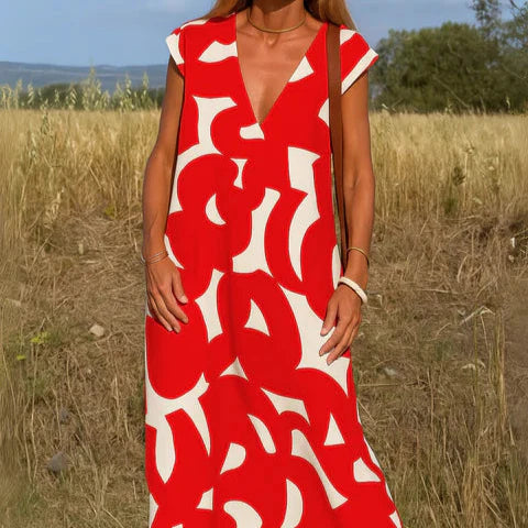 Robe imprimée à col en V DECO ACT